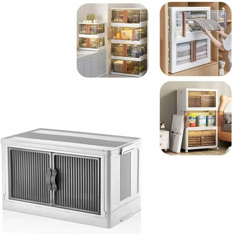 4 Katlı Katlanabilir Portatif Dolap (Beyaz-Gri) | Kapaklı, Ayarlanabilir Plastik Çok Amaçlı Saklama Rafı | Banyo, Çocuk Odası ve Mutfak Düzenleyici (4 BOY SEÇENEĞİ) (TEKLİ KASA - BEYAZ)