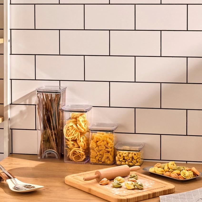 Kare Şeffaf Mika Sızdırmaz Vakumlu Erzak Kabı, Bakliyat ve Kuruyemiş Saklama Kabı, Gıda Tazeliğini Koruyan Dayanıklı Mutfak Aksesuarı (2150 Ml)