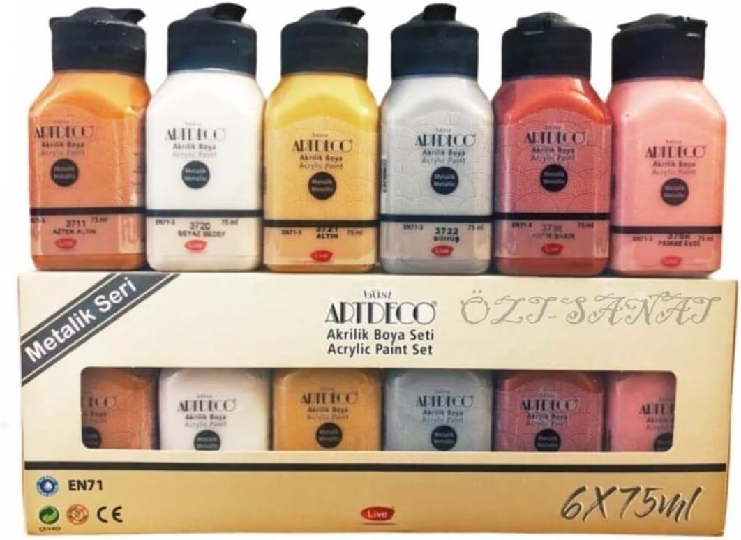 , 6 x 75 ml Akrilik Metalik Boya Seti, Sanatçı Akrilik Boya Boya