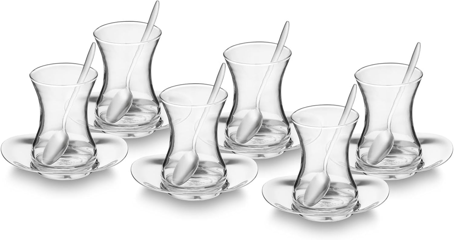 18 Parça 6 Kişilik Çelik Çay Seti