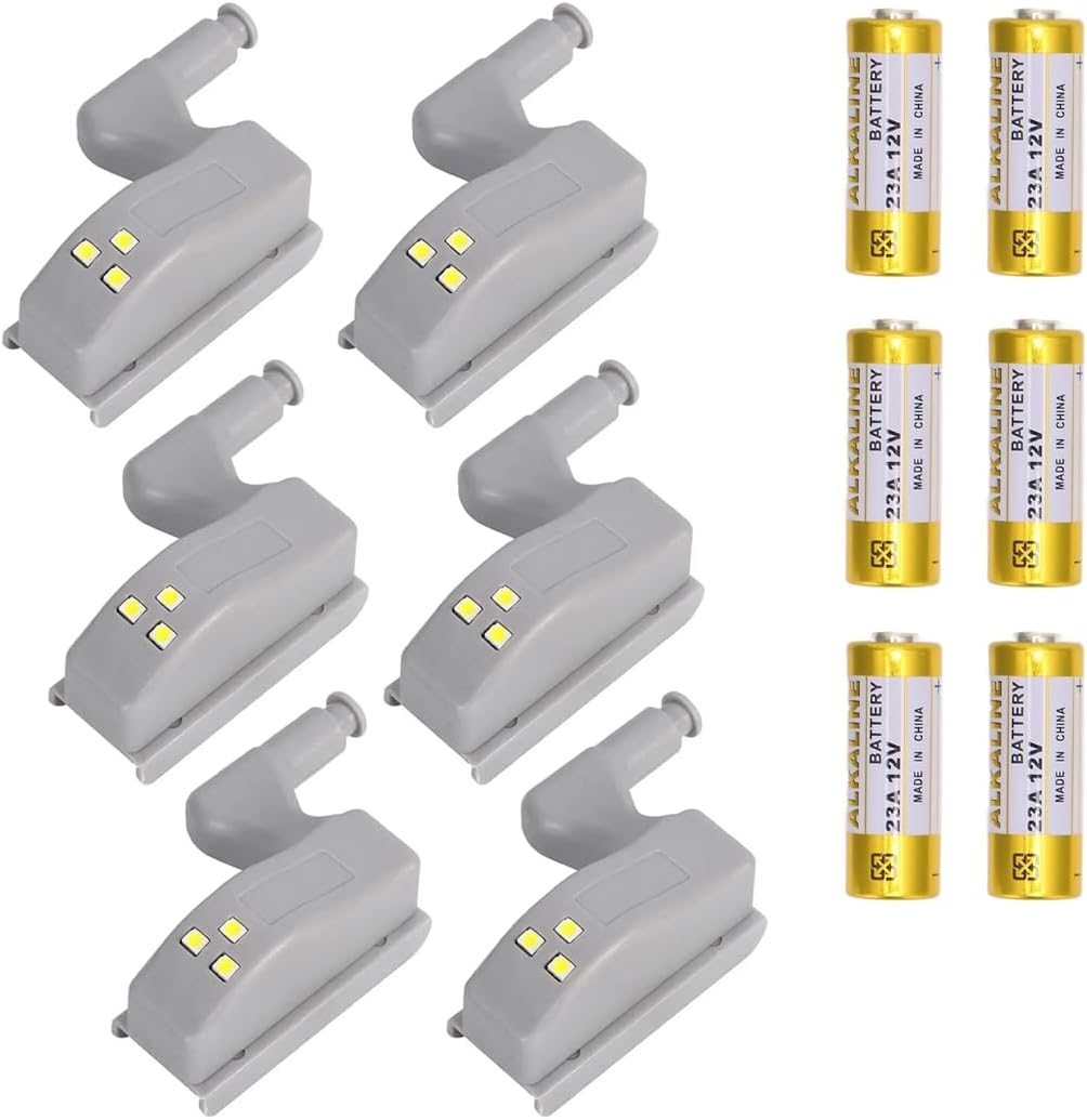 Dolap içi Aydınlatma Menteşe Led, Piller Dahildir, Işık, Dolap Ev Mutfak Oturma Odası için Dolap Işığı, Menteşeye Takılan (6 ADET)