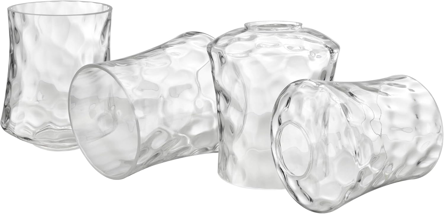 Aspen 23530-63-4, Aydınlatma Armatürü/Makyaj Işığı/Duvar Işığı/Kolye için Şeffaf Dövülmüş Cam, Boyut: 4-1/2 "D x 5-3/8" H, 4 Paket