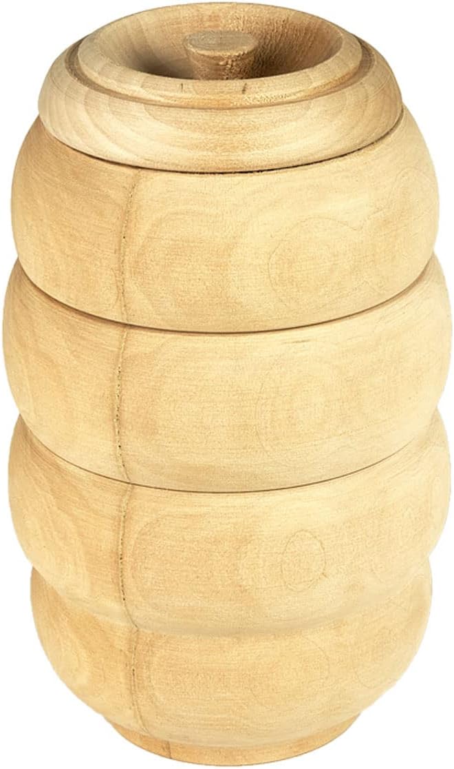 Masif Ahşap Bal Kavanozu (18 cm x 11,5 Ø cm, Natural)