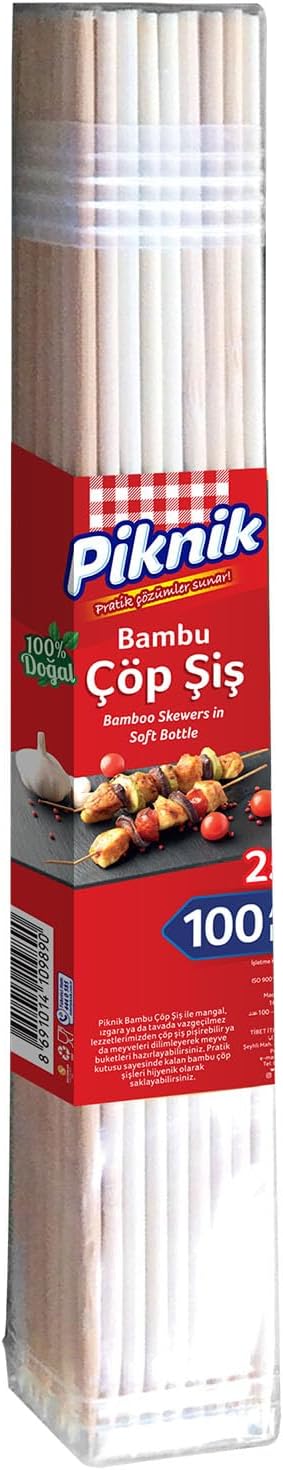 Piknik Ağaç Bambu Çöp Şiş 25 Cm–100'Lü 113-P