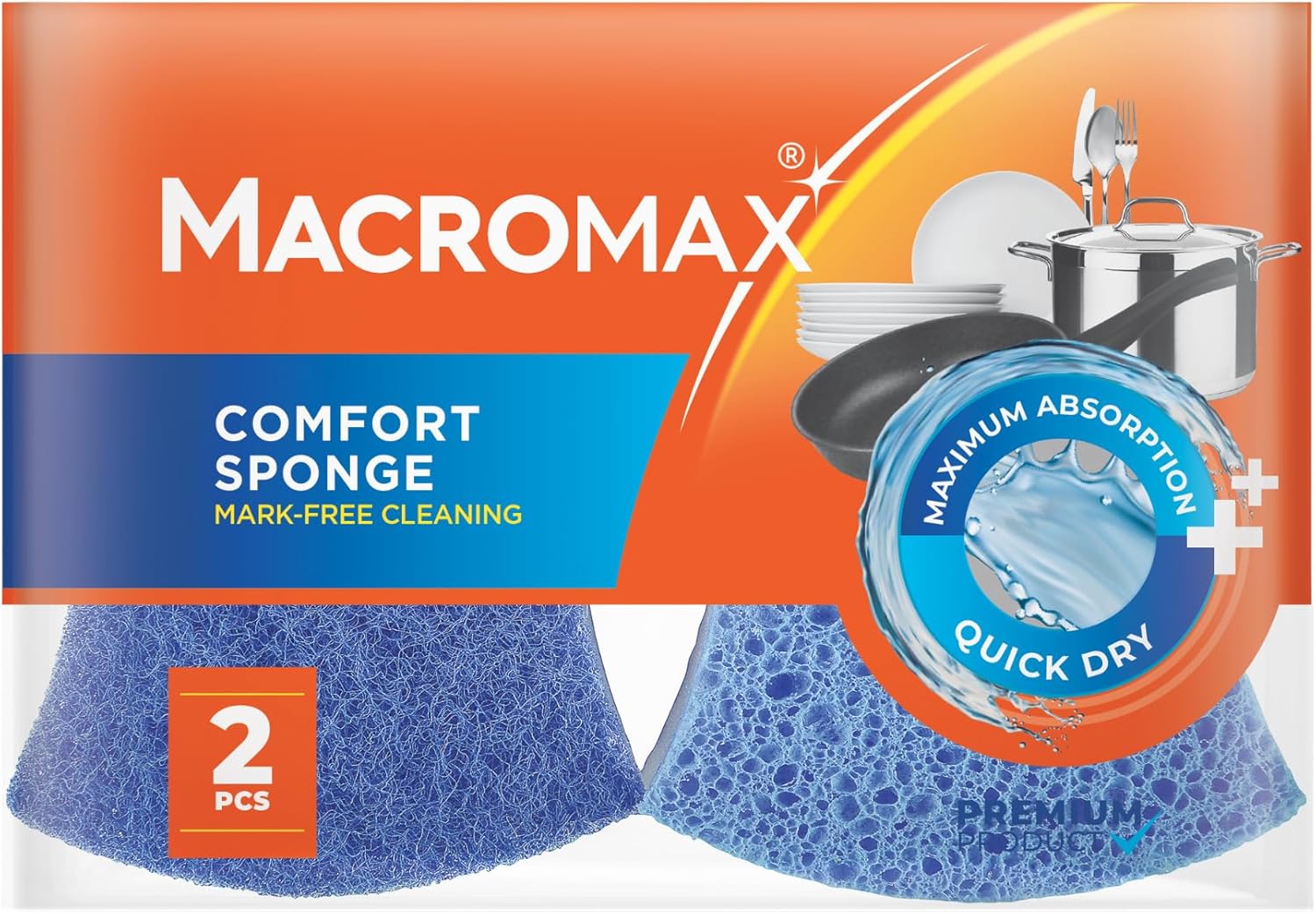 Çizmez Bulaşık Süngeri 2'li, Maksimum Emici Hassas Yüzeyler İçin
