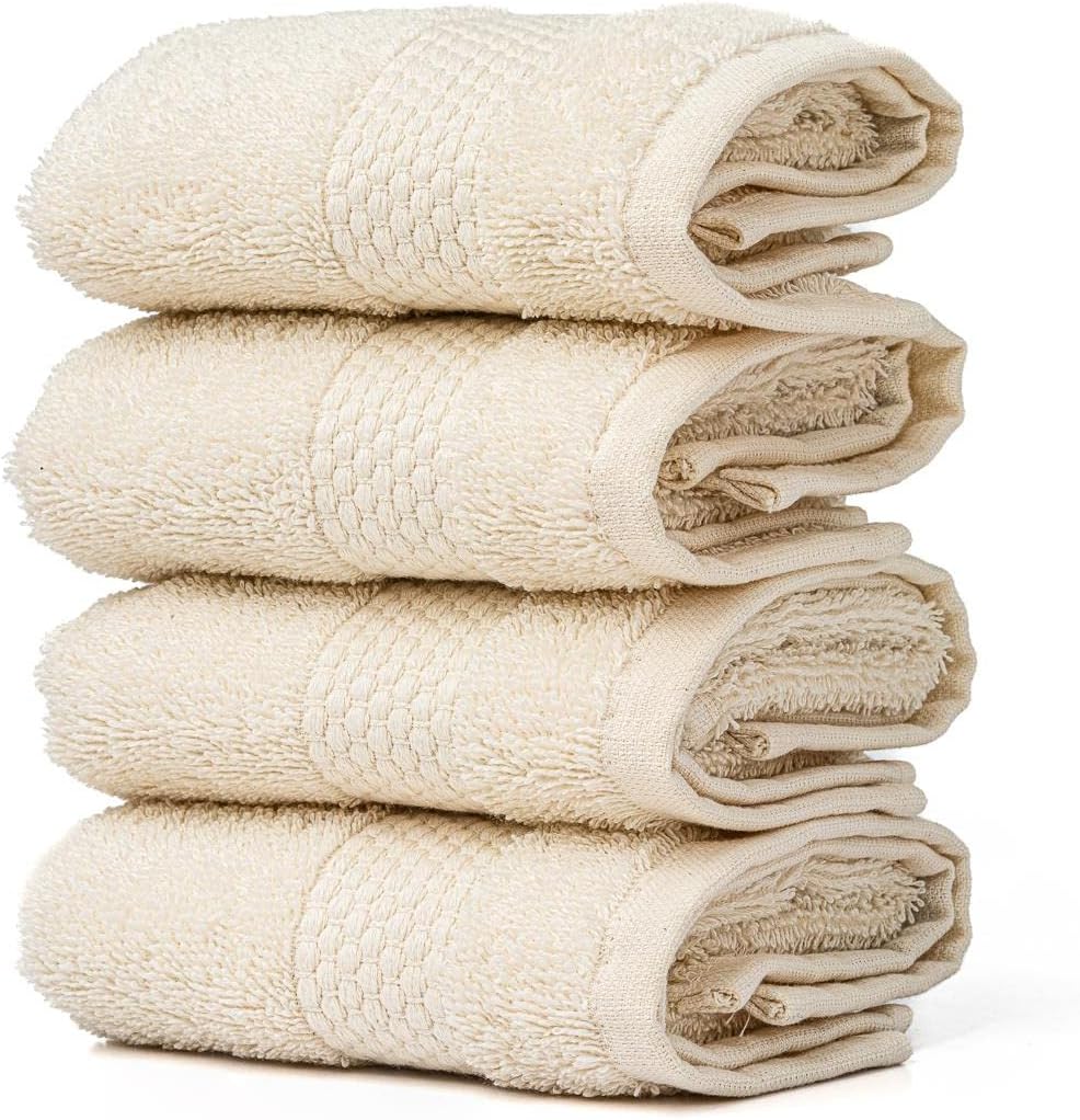 Soley | Minerva |%100 Doğal Pamuklu 4'lü Misafir Havlusu Seti KREM