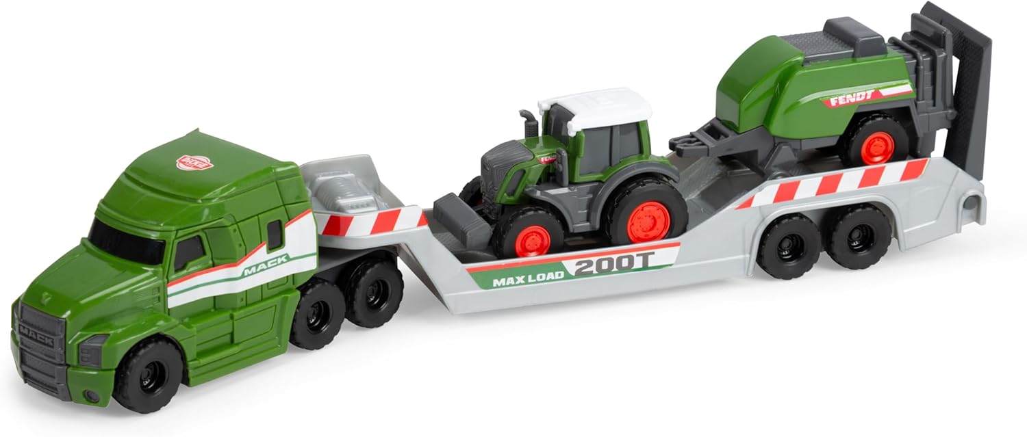 Dickie, 203735006, Fendt Çekici ve Traktörlü Araç Seti, 2'li Paket, Serbest Tekerlekli, Hareketli ve Açılabilir Parçalar, 9 Cm, 32 Cm