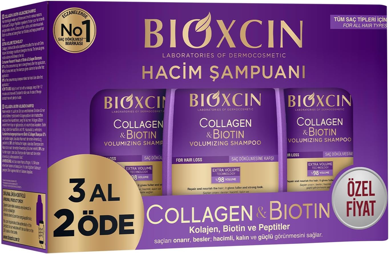 & Hacim Şampuanı | 3 x 300 ml | İnce Telli ve Hacimsiz Saçlar İçin | Hidrolize Kolajen + + BioComplex B11