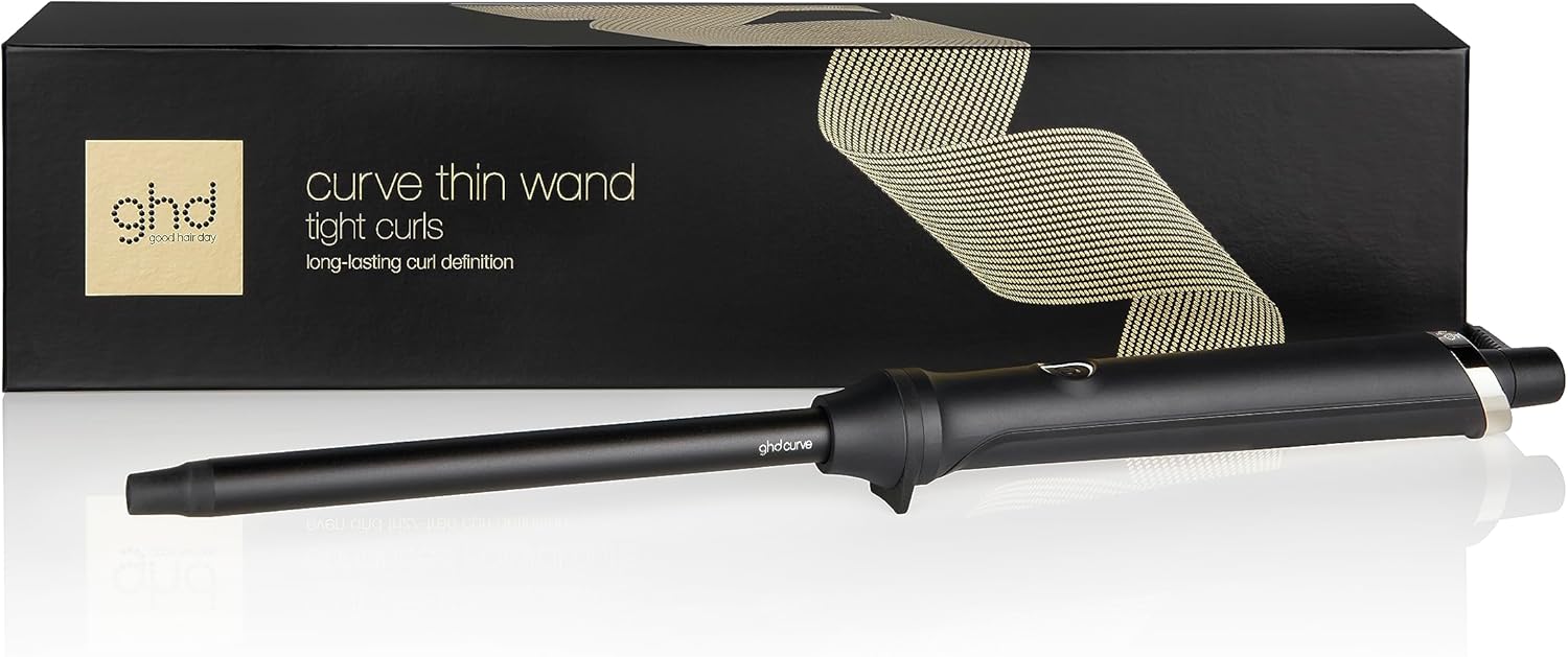 ghd Eğri ince değnek, klipssiz profesyonel saç maşası, siyah