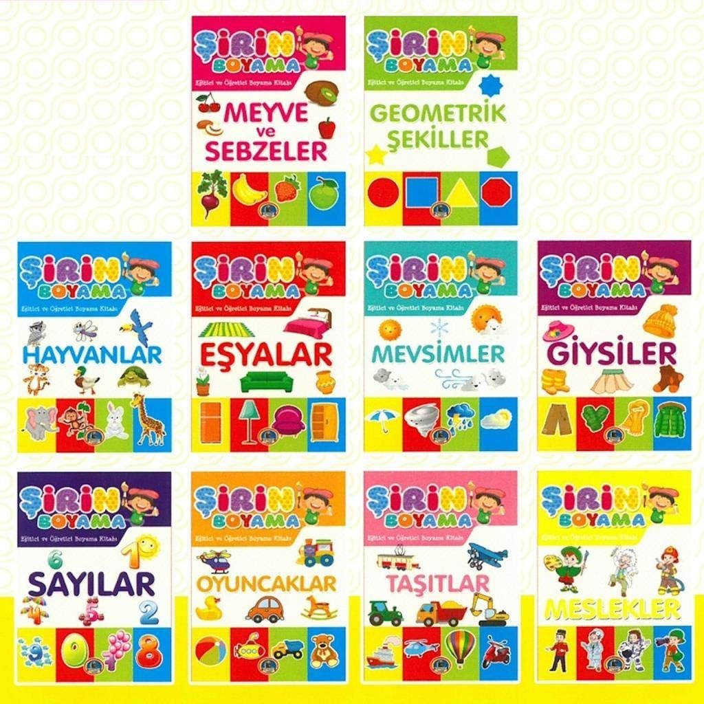 Şirin Boyama (10 Kitap Takım): Eğitici ve Öğretici Boyama Kitabı