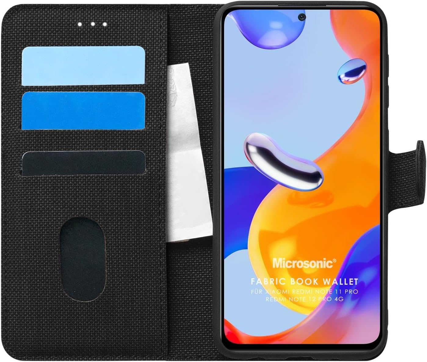 12 Pro 4G için Kılıf Fabric Book Wallet Siyah [ 12 Pro 4G ile Uyumlu Kılıf - Siyah]