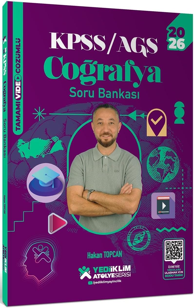 Yediiklim Yayınları 2026 KPSS AGS Atölye Serisi Genel Kültür Coğrafya Tamamı Video Çözümlü Soru Bankası