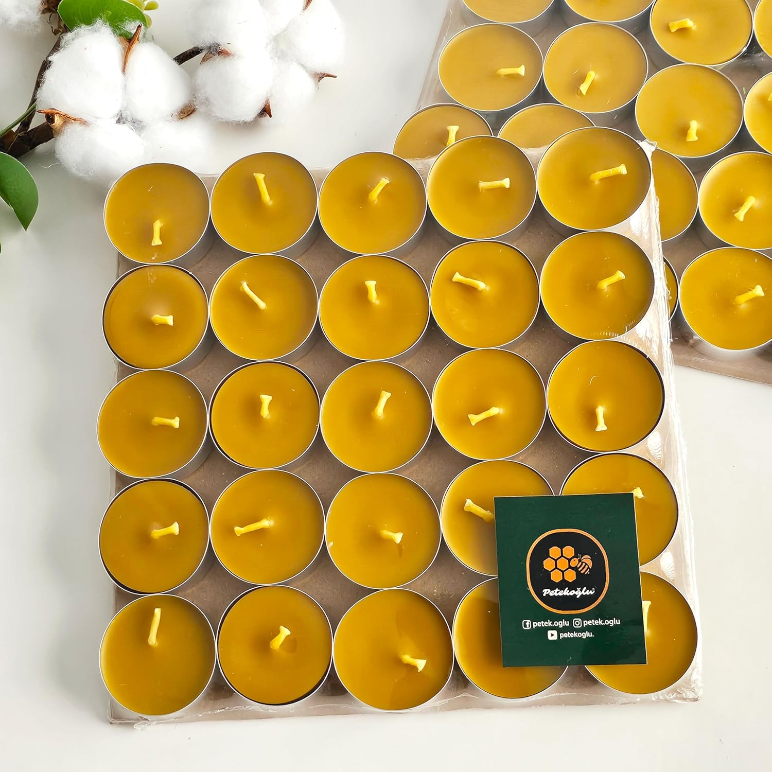 (50 ADET) Bal Mumu Tealight Mum Doğal Petek Mum Standart Boy Buhurdanlık İçin Doğal Mum