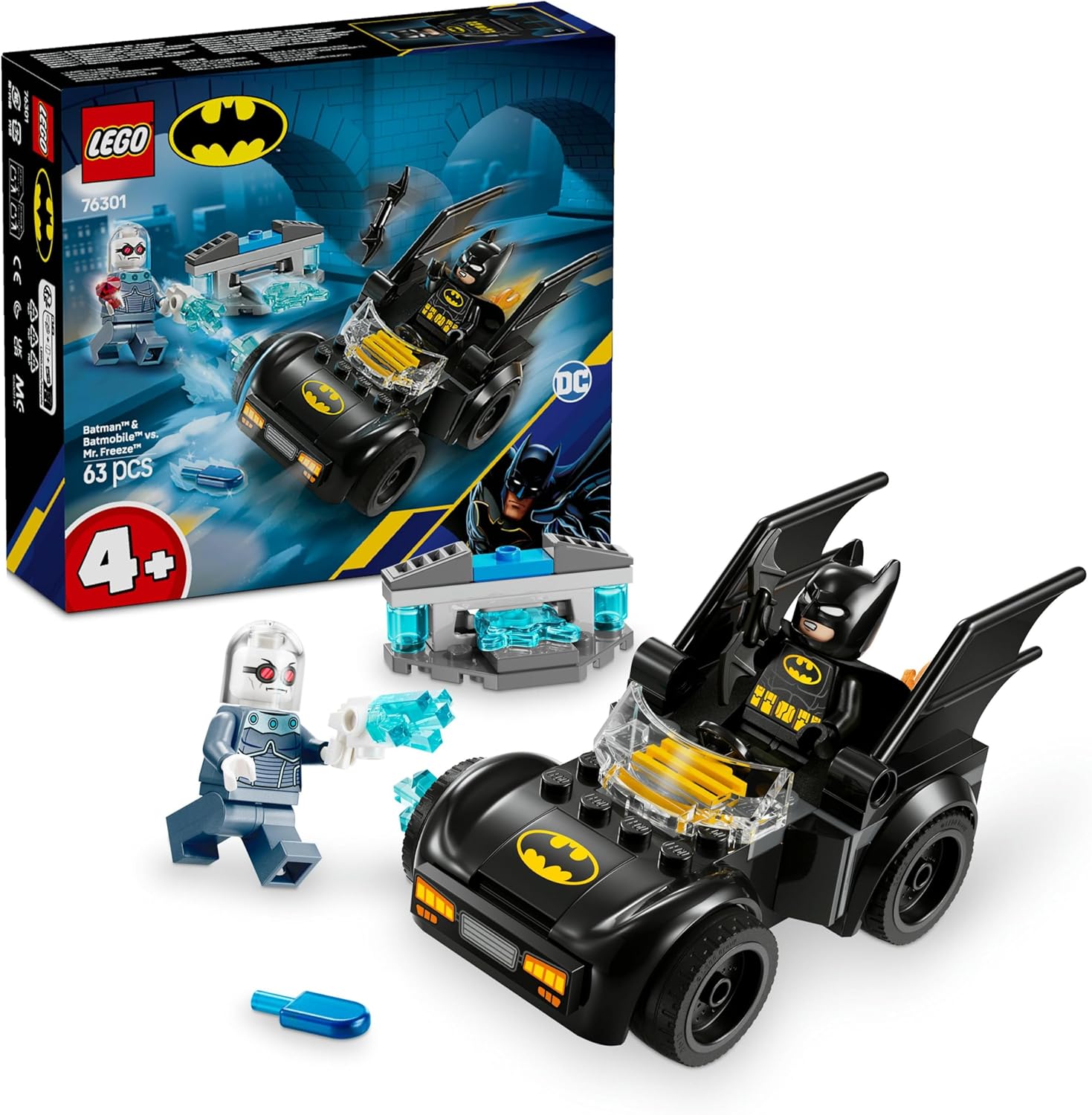 DC: ve Batmobile, Mr. Freeze’e Karşı 76301-4 Yaş ve Üzeri Süper Kahraman Seven Çocuklar için Oyuncak Yapım Seti, Doğum Günü Hediyesi (63 Parça)