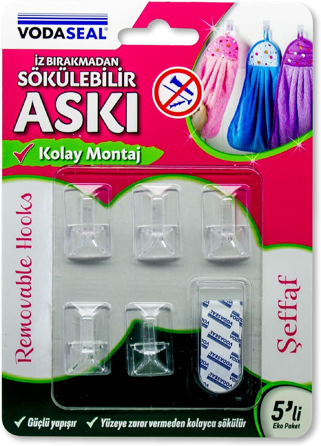 53.01.056 5'li İz Bırakmayan Askı, Şeffaf