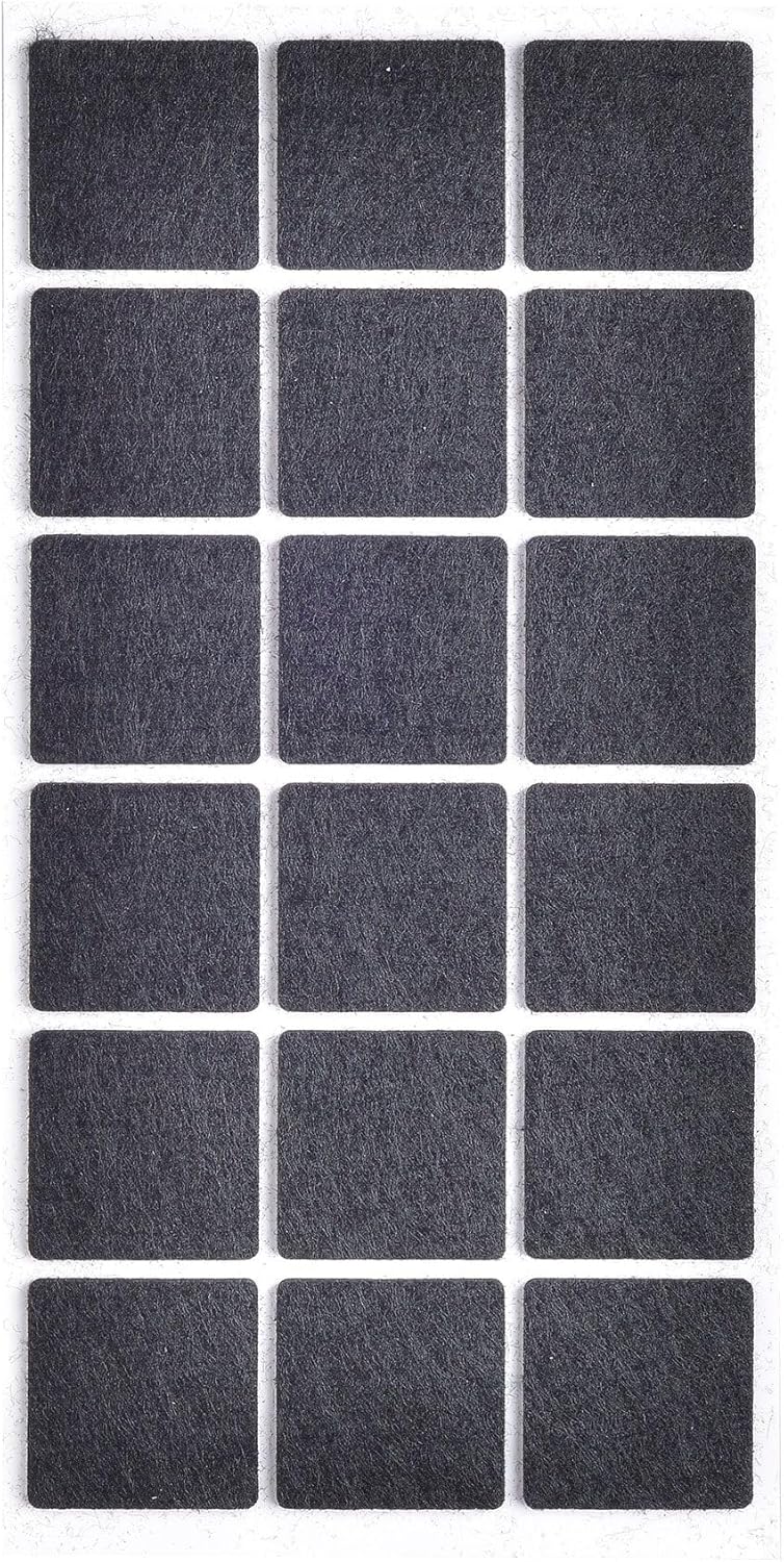Siyah Keçe 18 Adet 3,5 Cm Kare Yapışkanlı, Masa, Koltuk Altı Parke Koruma Keçesi