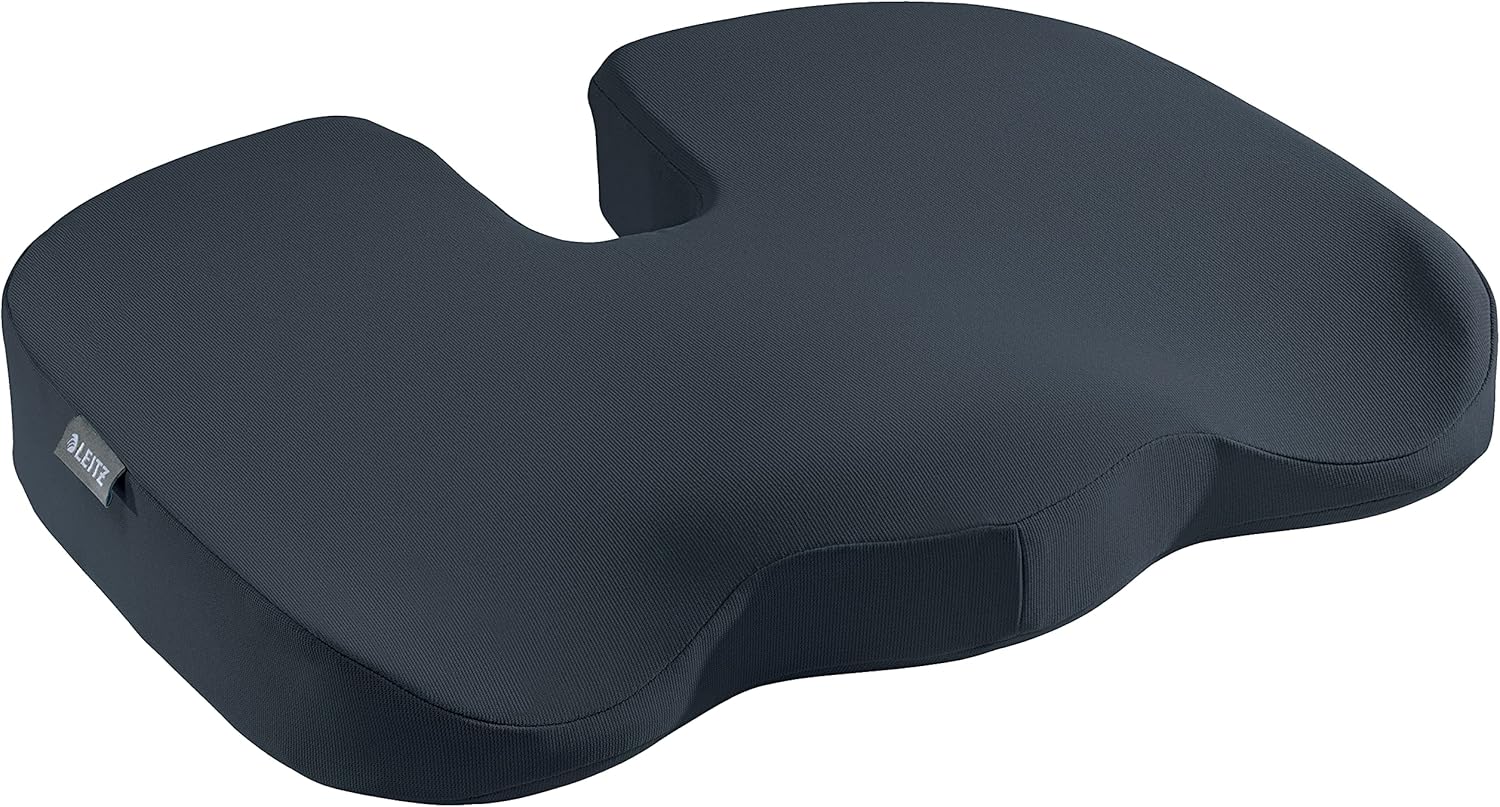 oturma minderi, dolgulu destek, ev veya çalışma masası sandalyesi için, boyun ve sırt ağrılarını azaltır, iç köpüklü kumaş kılıf, IGR sertifikalı, Ergo Cosy serisi, gri, 52840089