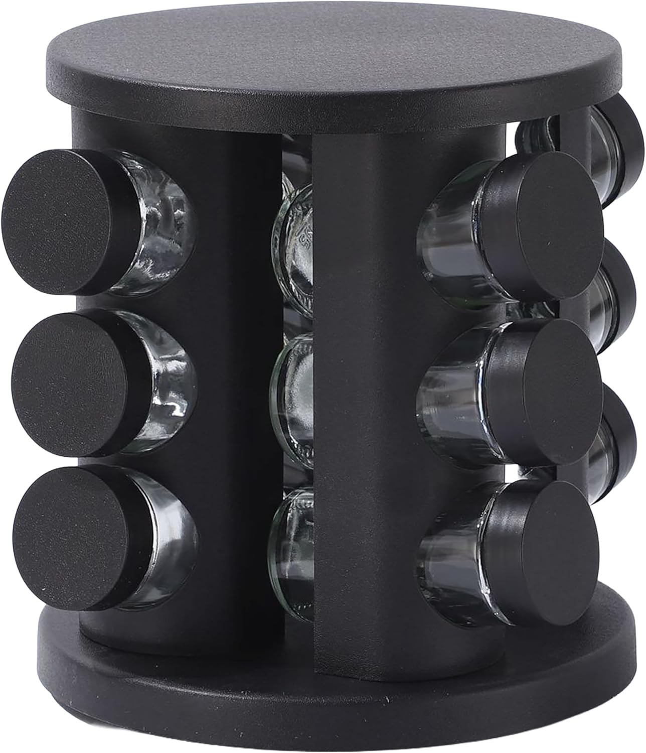 12'li Cam Baharatlık Döner Stand, Siyah, Döner Tasarım