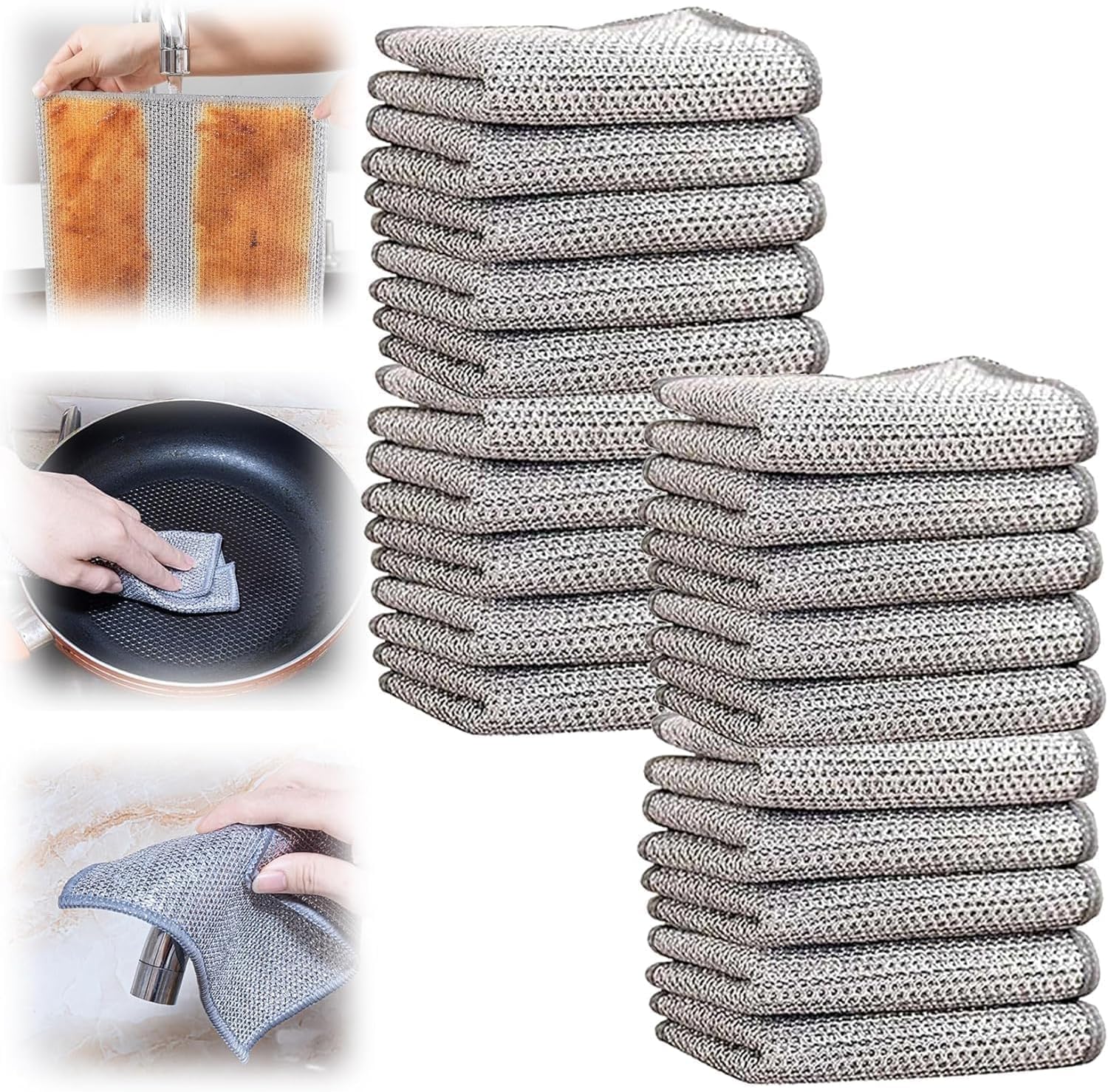 2 Adet Yeniden Kullanılabilir Telli Bulaşık Bezi,Çizdirmez Bulaşık Bezi,Bulaşık Teli,Çok Amaçlı Ovalama Bezi (2 Adet)