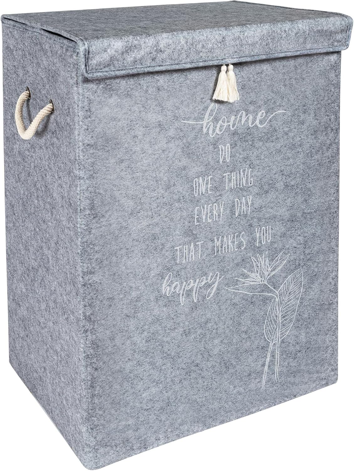 Çamaşır Sepeti Kirli Çamaşır Torbası Çamaşır Sepet Keçe Kapaklı Çok Amaçlı Kutu Sepet Oyuncak Saklama Sepeti Renk (55x40x30 Cm) (Gri)