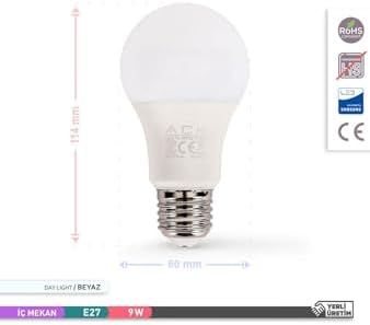 Ack Led Ampül Beyaz 9w 6500k E27 A60 880 Lumen