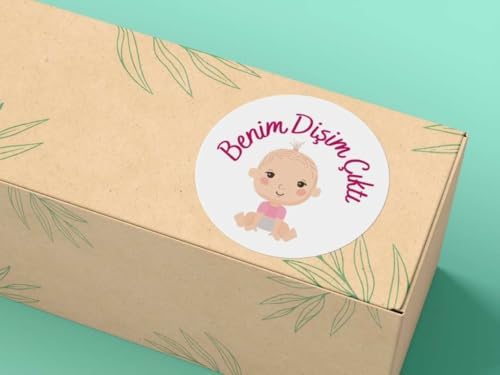 Diş Buğdayı Kız Bebek Pembe Benim Dişim Çıktı Yuvarlak Mat Etiket 4 Cm Bebek Partisi (40 Adet)