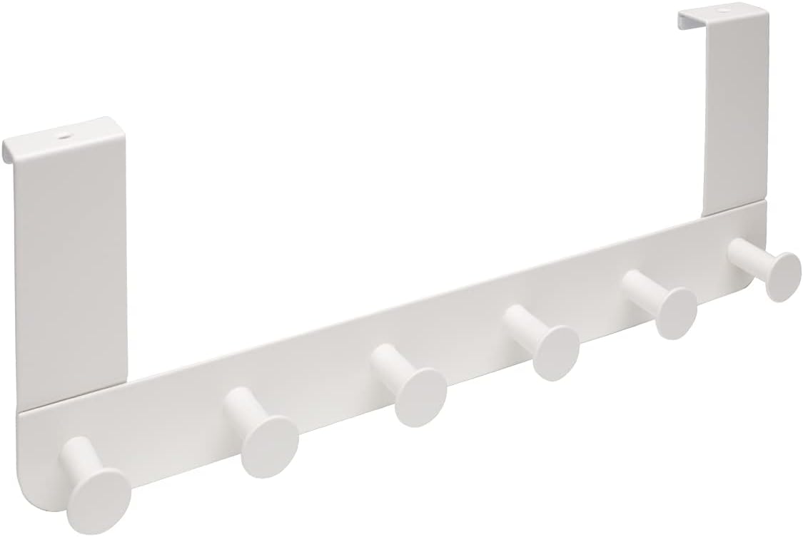 Enudden kapı askısı, metal, beyaz, asmak için 6 kancalı