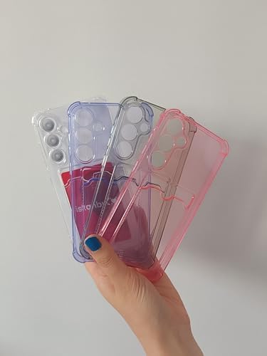 Galaxy A35 Kılıf Kartlıklı Köşe Koruma Tasarımlı Renkli Şeffaf G-Kart Kılıf (Şeffaf)