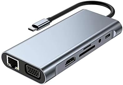 TYPE C Hub 11 in 1 USB C Docking Station 4K HDMI,VGA,Type C PD,USB3.0, Ethernet,SD/TF AUX Pc Uyumlu Adaptör Çoklayıcı Çevirici Dönüştürücü hub114