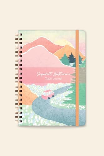 12,5 x 18 cm Spiralli Sert Kapak Lastikli Seyahat Defteri - Manzara