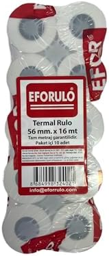 Yazar Kasa Pos Rulosu 56 mm x 16 mt Termal Rulo 10'lu Paket