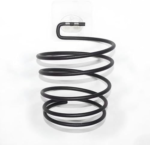 Yapışkanlı Metal Fön Makinesi Askısı – Delmeden Montaj, Spiral Tasarım, Paslanmaz Duvar Tipi Saç Kurutma Makinesi Tutucu – Elektrostatik Boyalı Banyo Düzenleyici