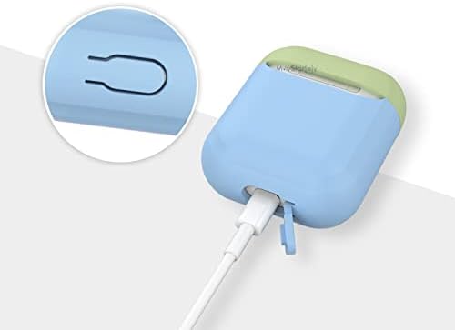 AirPods 1 & 2 Nesil Uyumlu Silikon Kılıf – Darbe Emici, Yumuşak Mat Doku, Kaymaz Yüzey, Yedek Kapak Hediyeli – Şarj Giriş Uyumlu Koruyucu Kılıf Açık Mavi