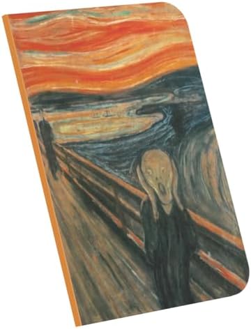 The Scream, Edward 1893, A4 Defter XII, Çizgisiz, Toplam 64 Sayfa, Tel Dikiş, Esnek Kapak, Oval Kenar, Tuval Doku, 60 gram, Sarı Krem Renk, 21x29,7x0,5cm