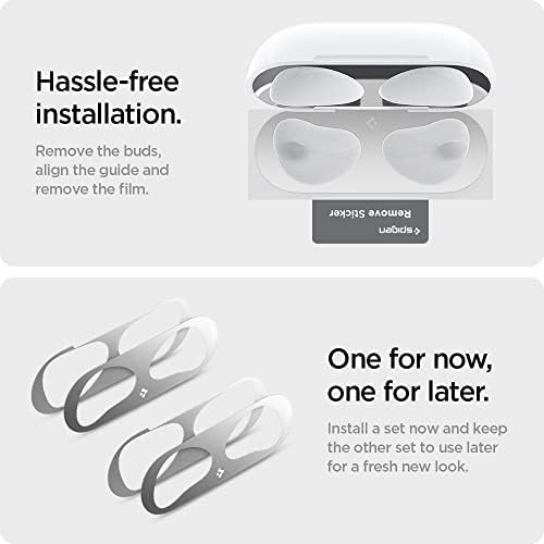AirPods (3.nesil) ile Uyumlu Kapak İçi Kir / Toz Önleyici Shield (2 Adet) Metal Silver - ASD01986