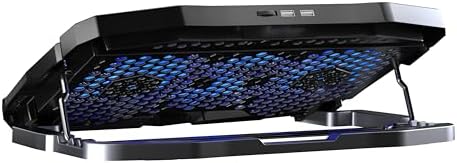 Tornado 4x Turbo LED Fan - Ayarlabilir Fan Hızı & 6 Farklı Stand Yükseklik Kademesi - 2 USB Portlu - Metal Mesh Zemin - LCD Ekranlı Notebook Soğutucu - Siyah (9"-17" Boyut Destekli)