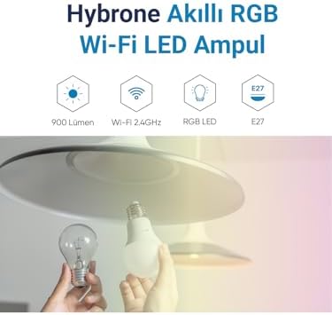 LED RGB Wİ-Fi Akıllı Ampul, 16 Milyon Renk, 900 Lümen, E27 Duy, Uygulama ile Uzaktan Kontrol