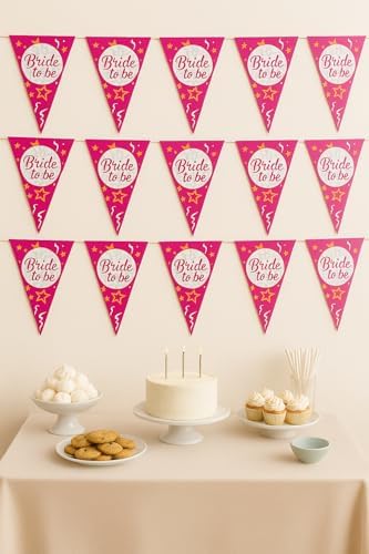 Bride To Be Üçgen Flama, Pembe Renk, 16x24 cm, Bekarlığa Veda Parti Süslemesi