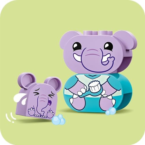 İlk Günlük Rutinlerim: Banyo Zamanı 10413 – 1.5 Yaş ve Üzeri Çocuklar için Eğitici Hediye Fikri, 2 Oyuncak Fil, İnşa Edilebilen Tuvalet, Banyo ve Duş İçeren Oyuncak Yapım Seti (15 Parça)