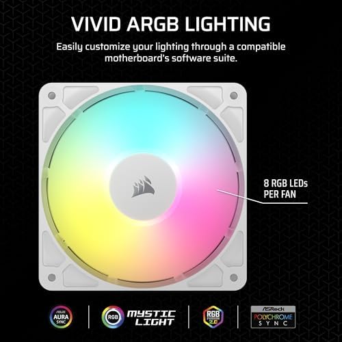 CORSAIR RS Serisi, RS120 RGB 120mm Fan, Tekli - Beyaz (CO-9050184-WW)