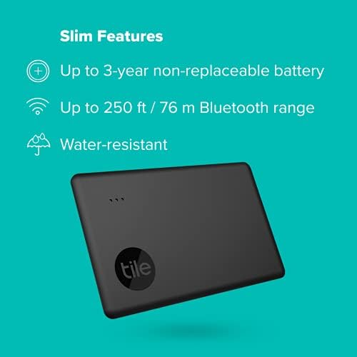 Slim Smart Tag, Siyah, Bluetooth Takip Cihazı, Cüzdan, Bagaj Etiketleri için Eşya Bulucu, 76 Metre Mesafeye Kadar, Suya Dayanıklı, iOS ve Uyumlu