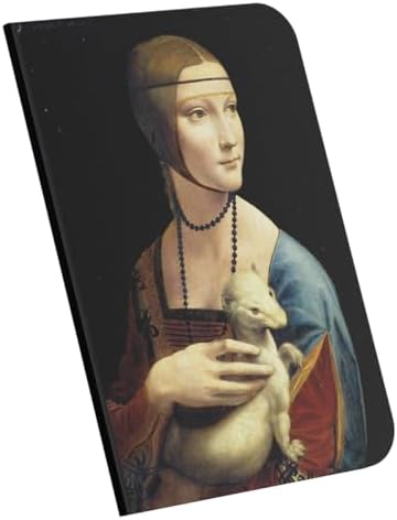 Lady with an Ermine, Da Vinci 1490, A4 Defter VIII, Çizgisiz, Toplam 64 Sayfa, Tel Dikiş, Esnek Kapak, Oval Kenar, Tuval Doku, 60 gram, Sarı Krem Renk, 21x29,7x0,5cm