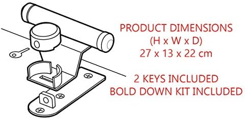 1488EURDAT garaj kapısı koruyucusu, anahtar kilitli, siyah, 13 cm x 27 cm x 22,5 cm