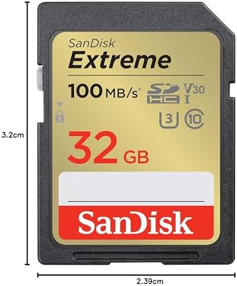 Extreme SDHC UHS-I hafıza kartı 32 GB (V30, 100 MB/s aktarım, U3, 4K UHD videolar, su geçirmez, darbeye dayanıklı, ısıya dayanıklı)