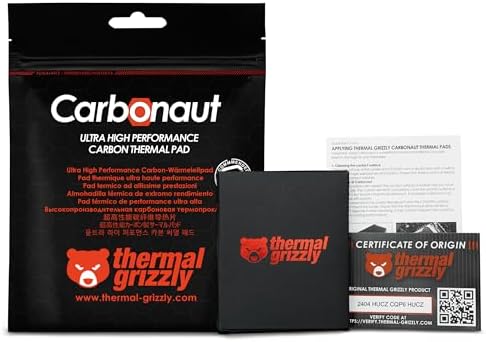 Thermal Grizzly Carbonaut - Carbon Termal Ped - Yapışmaz, Esnek ve Tekrar Kullanılabilir - Çok Yüksek Isı İletkenliği - Elektrik İletir! (32 × 32 × 0,2 mm)