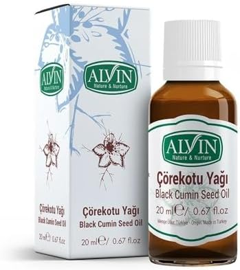 Alvin Çörekotu Yağı, Soğuk Sıkım, Doğal, Yüksek Timokinon, 50 ml