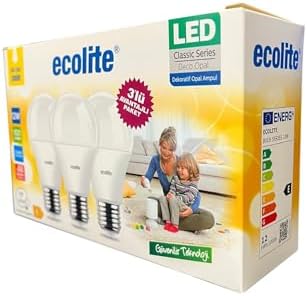 12W LED Ampul 3'lü Paket – 1521 Lümen, 100W Eşdeğer, E27 Duy, 3000K Sarı Işık, Opal Cam,%88 Enerji Tasarrufu, 15000 Saat Ömür