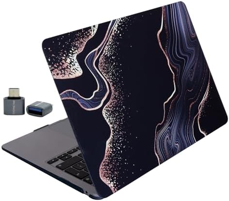 Air 13 inç Kılıf ID Uyumlu M1/Intel Sert Kapak TPU Lazer Baskılı Mermer Desen İnce Hafif Koruma A2337 A2179 A1932 Siyah