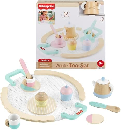 Ahşap Çay Seti Okul öncesi çağdaki çocuklar için 12 ahşap parçadan oluşan Ahşap Çay Partisi Seti HXT82