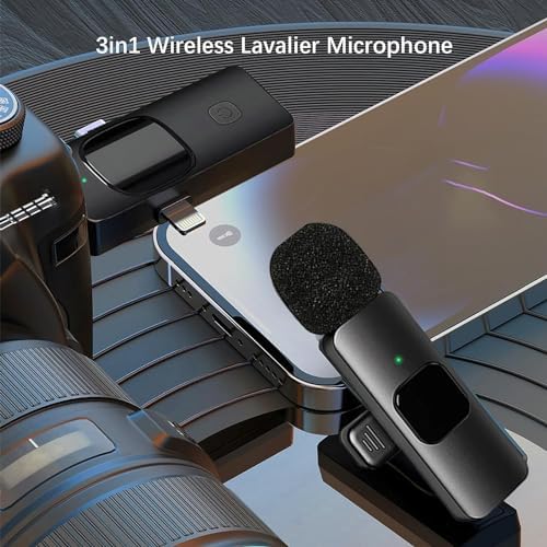 Kablosuz Yaka Mikrofonu – İkili Set, Lightning, ve Girişli, Tak-Çalıştır, 20 Metre Menzil, Vlog & Röportaj ve Canlı Yayın İçin